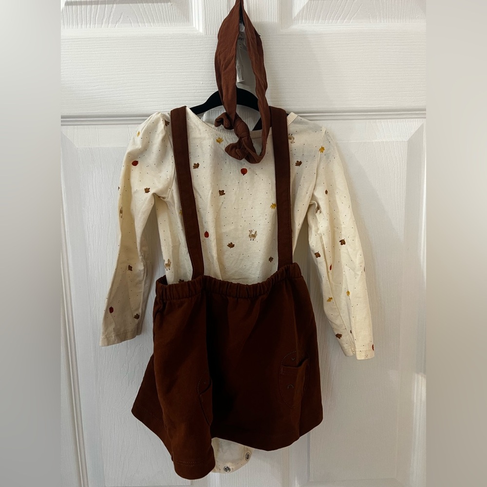 Carter's Brown Suspender Skirt with Cream Top